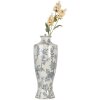 Clayre & Eef 6CE2080 Jarrón Cerámica Blanco Azul 42 cm Diseño Boho