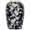 Clayre & Eef 6CE2082 Jarrón Azul-Blanco Ø 20x31 cm Cerámica Retro Estilo Vintage