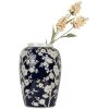 Clayre & Eef 6CE2082 Jarrón Azul-Blanco Ø 20x31 cm Cerámica Retro Estilo Vintage