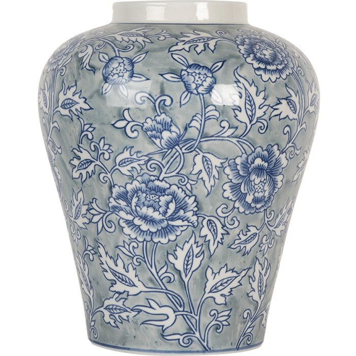 Clayre & Eef 6CE2084 Jarrón Cerámica Azul-Verde Ø 21 cm Altura 26 cm