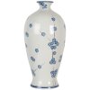 Clayre & Eef 6CE2086 Jarrón Cerámica Blanco Azul Ø 21x42 cm Estilo rústico