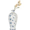 Clayre & Eef 6CE2086 Jarrón Cerámica Blanco Azul Ø 21x42 cm Estilo rústico