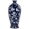 Clayre & Eef 6CE2087 Jarrón Jarrón de cerámica azul y blanca Ø 21x42 cm