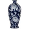 Clayre & Eef 6CE2087 Jarrón Jarrón de cerámica azul y blanca Ø 21x42 cm