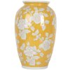 Clayre & Eef 6CE2088 Jarrón Amarillo-Blanco Ø 17x27 cm Cerámica Retro Estilo Vintage