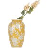 Clayre & Eef 6CE2088 Jarrón Amarillo-Blanco Ø 17x27 cm Cerámica Retro Estilo Vintage