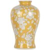 Clayre & Eef 6CE2089 Jarrón Retro Cerámica Amarillo Blanco Ø19xH32 cm