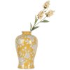 Clayre & Eef 6CE2089 Jarrón Retro Cerámica Amarillo Blanco Ø19xH32 cm