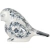 Clayre & Eef Decoración Pájaro Blanco Azul Cerámica 21x10x13 cm