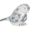 Clayre & Eef Decoración Pájaro Blanco Azul Cerámica 21x10x13 cm
