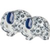 Clayre & Eef Elefante Decorativo Cerámica Blanco Azul 20x14x15 cm