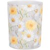 Clayre & Eef 6GL4956 Set Portacandelitas 2 Flores Vidrio Estilo Campestre Blanco Amarillo