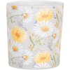 Clayre & Eef 6GL4956 Set Portacandelitas 2 Flores Vidrio Estilo Campestre Blanco Amarillo