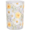 Clayre & Eef 6GL4957 Portacandelitas Cristal Flor Blanco Amarillo Ø12xH18 cm