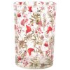 Clayre & Eef 6GL4963 Portavelas cristal setas bayas Ø 12 cm altura 18 cm