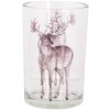 Clayre & Eef 6GL4965 Portacandelitas vidrio motivo ciervo Ø12xH18cm Transparente