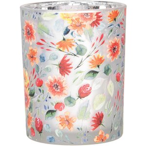 Clayre & Eef 6GL4968 Portacandelitas set de 2 vidrio gris naranja estilo campestre