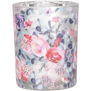 Clayre & Eef 6GL4970 Set Portacandelitas 2pcs Vidrio Gris Rosa