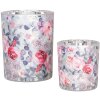 Clayre & Eef 6GL4970 Set Portacandelitas 2pcs Vidrio Gris Rosa