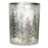 Clayre & Eef 6GL4972 Set Portacandelitas Vidrio Árbol de Navidad Blanco Verde
