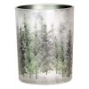 Clayre & Eef 6GL4972 Set Portacandelitas Vidrio Árbol de Navidad Blanco Verde