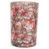 Clayre & Eef 6GL4975 Portacandelitas Vidrio Marrón Rojo Ø12 cm H18 cm