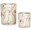 Clayre & Eef 6GL4978 Set Portavelas Vidrio Beige Verde 7x8 cm 10x13 cm