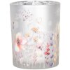 Clayre & Eef 6GL4982 Set Portacandelitas 2pcs Vidrio Gris Amarillo Floral