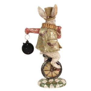 Clayre & Eef figura decorativa conejo vintage poliresina oro verde 18x10x33 cm