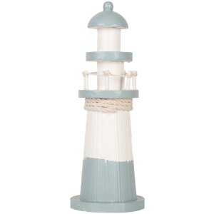 Clayre & Eef 6H2404 Faro decorativo Blanco Azul Ø 8 x 22 cm Madera MDF