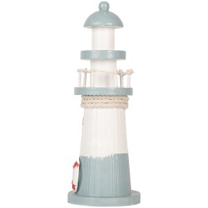 Clayre & Eef 6H2404 Faro decorativo Blanco Azul Ø 8 x 22 cm Madera MDF