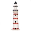 Clayre & Eef Faro decorativo Blanco-Rojo Ø 15x48 cm Madera MDF