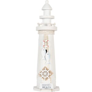 Clayre & Eef Faro Decorativo Blanco Ø 10x32 cm...