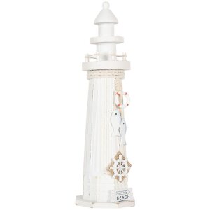 Clayre & Eef Faro Decorativo Blanco Ø 10x32 cm...