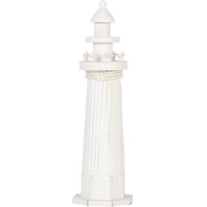 Clayre & Eef Faro Decorativo Blanco Ø 10x32 cm Decoración Náutica Estilo Casa de Campo