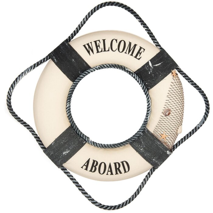 Clayre & Eef 66068 Decoración Lifebuoy Blanco Azul Ø 31x6 cm