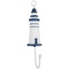 Clayre & Eef 66070BL Gancho Pared Faro Metal Madera Blanco Azul 4x4x18 cm