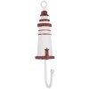 Clayre & Eef 66070R Gancho pared faro madera metal blanco rojo 4x4x18 cm