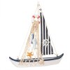 Clayre & Eef Decoración Velero 25x6x25 cm Blanco Azul MDF Madera Decoración Marítima