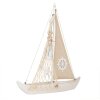 Clayre & Eef Decorativo Velero Marítimo Decoración Madera Beige Blanco 34x7x38 cm