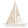 Clayre & Eef Decorativo Velero Marítimo Decoración Madera Beige Blanco 34x7x38 cm