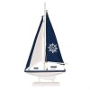 Clayre & Eef Decoración Velero 20x4x37 cm Decoración Marítima de Madera Blanco Azul