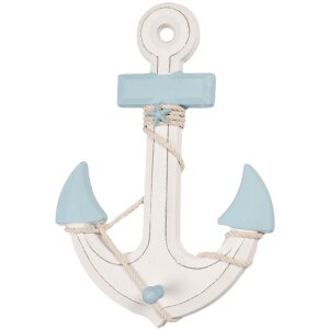 Clayre & Eef Decoración Ancla 22x5x33 cm Blanco Azul MDF Madera Marítima