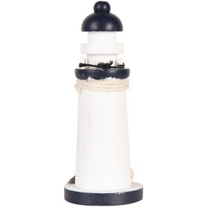 Clayre & Eef Faro Decorativo Blanco Azul MDF Ø 6 x 15 cm Decoración Náutica
