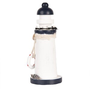 Clayre & Eef Faro Decorativo Blanco Azul MDF Ø 6 x 15 cm Decoración Náutica