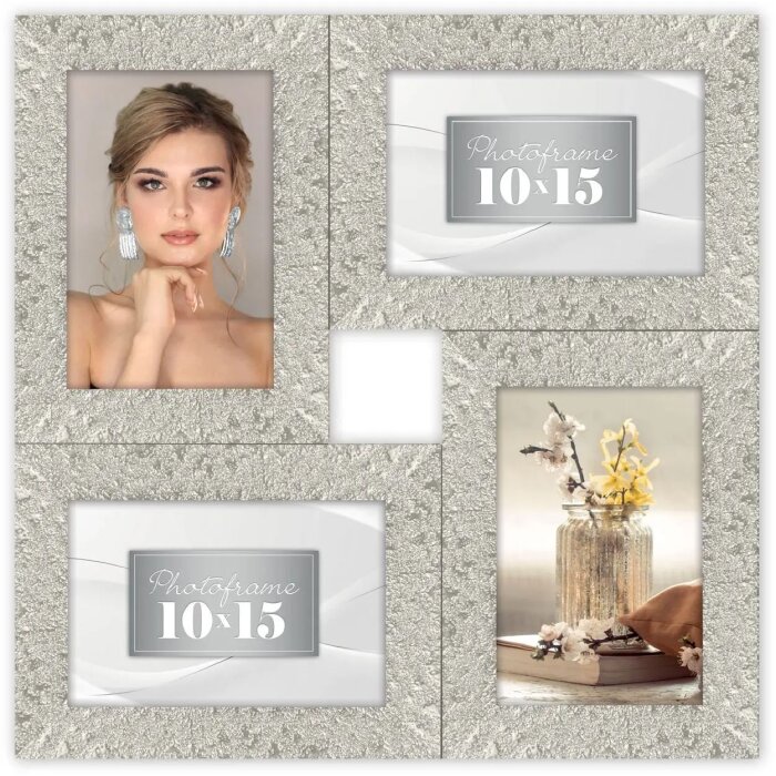 ZEP Orion marco de fotos collage plata 4 fotos en formato 10x15 cm