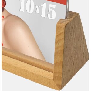 ZEP Marco acrílico Virginia Natural 10x15 cm con base de madera Doble Cara