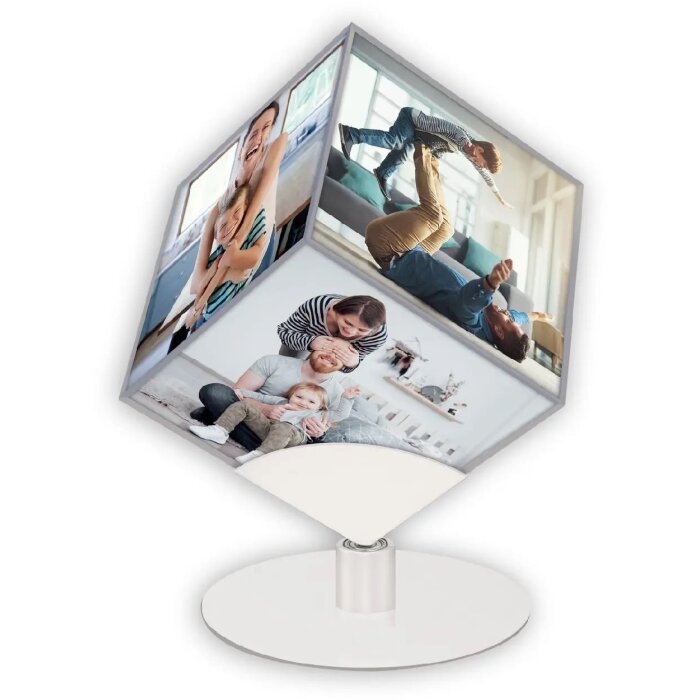 ZEP Cubo acrílico de 6 caras Steven 8,5x8,5 cm con base metálica giratoria