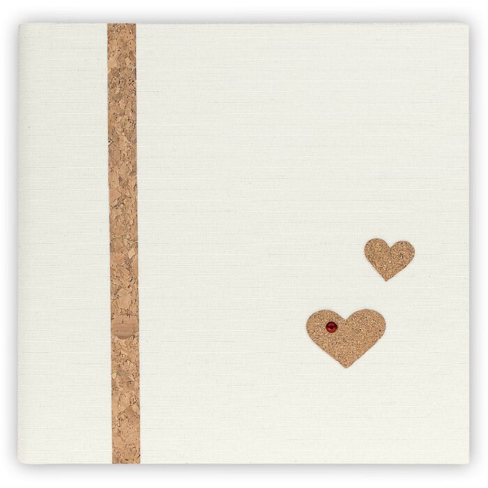 ZEP álbum de fotos Sinfonía 8 cubierta de tela corazones de corcho crema blanco 23x23 cm
