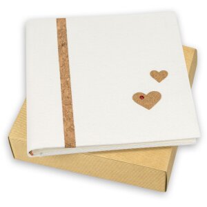 ZEP álbum de fotos Sinfonía 8 cubierta de tela corazones de corcho crema blanco 23x23 cm
